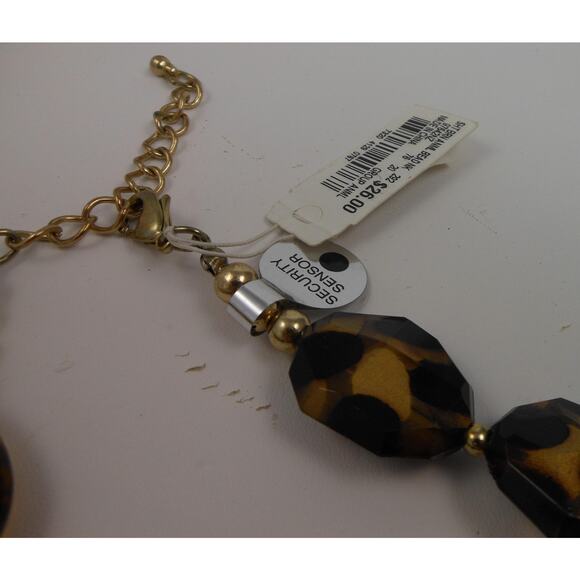 Vintage Animal Print Amber Gold Pendant Necklace - Never Worn with Original Tags - Picture 6 of 6